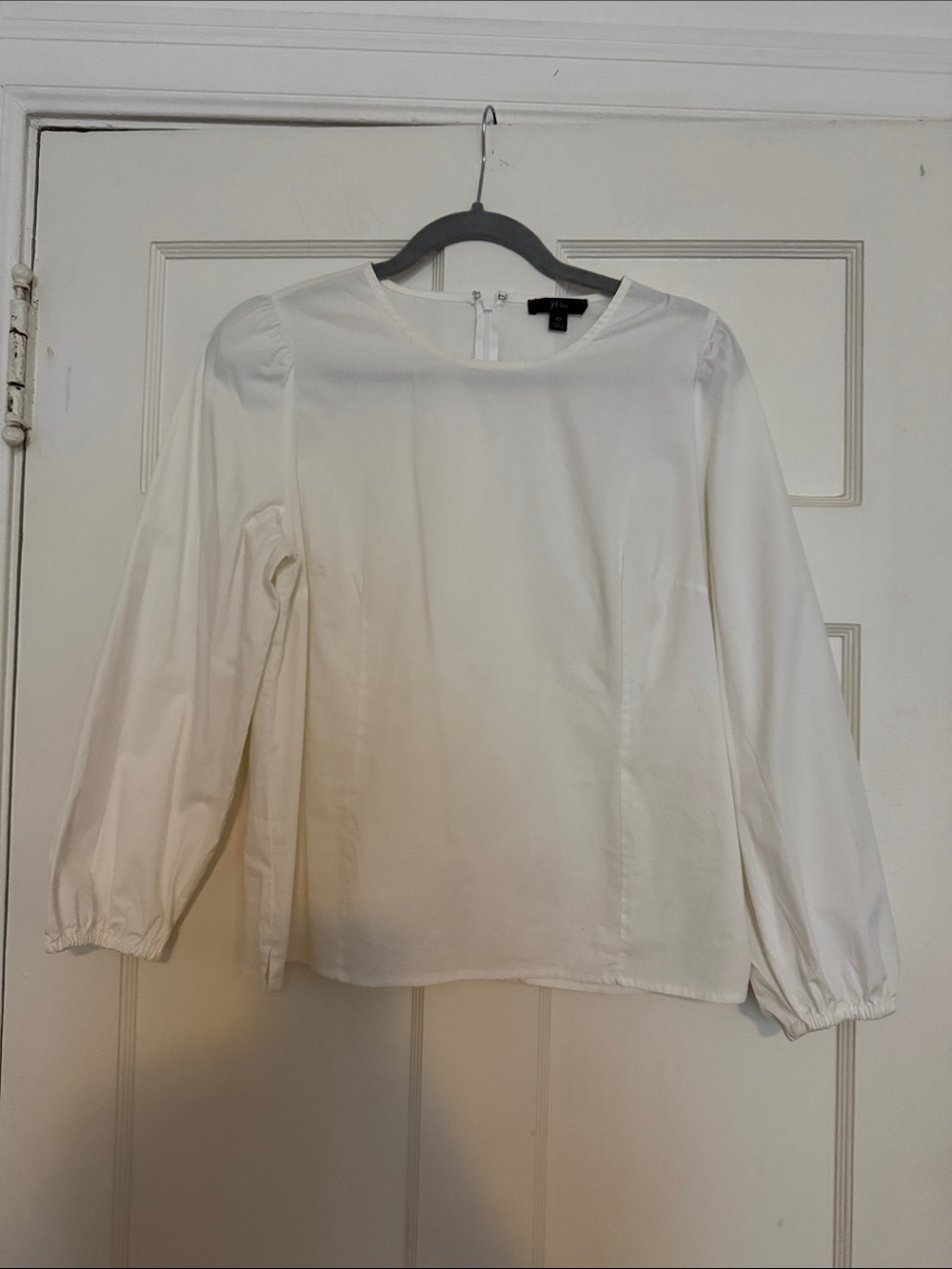 J Crew Classic White Poplin Long-Sleeve Fitted Blouse